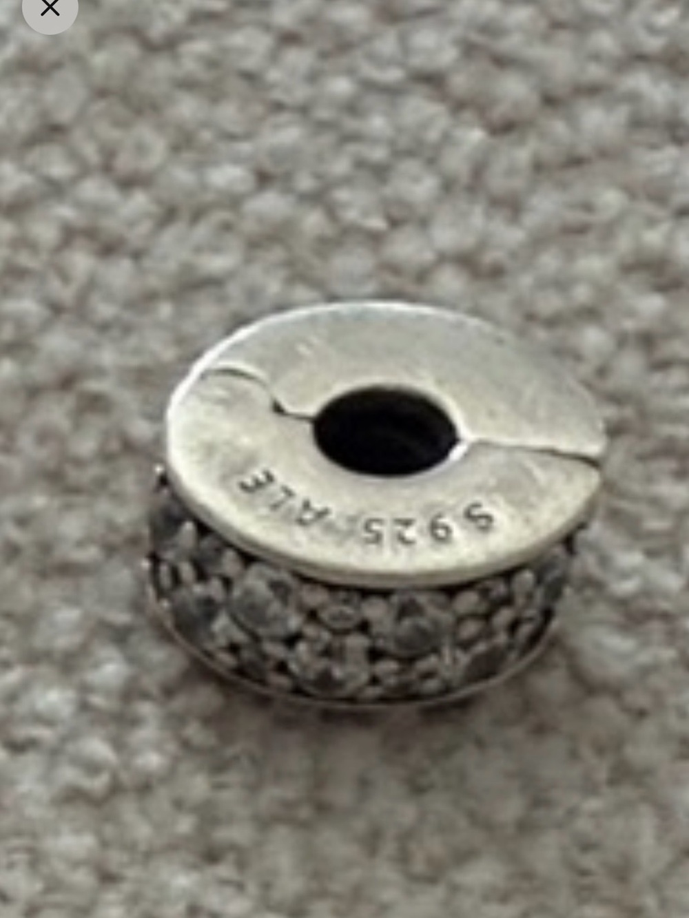 Sterling Silver Crystal Spacer Charm - Silver